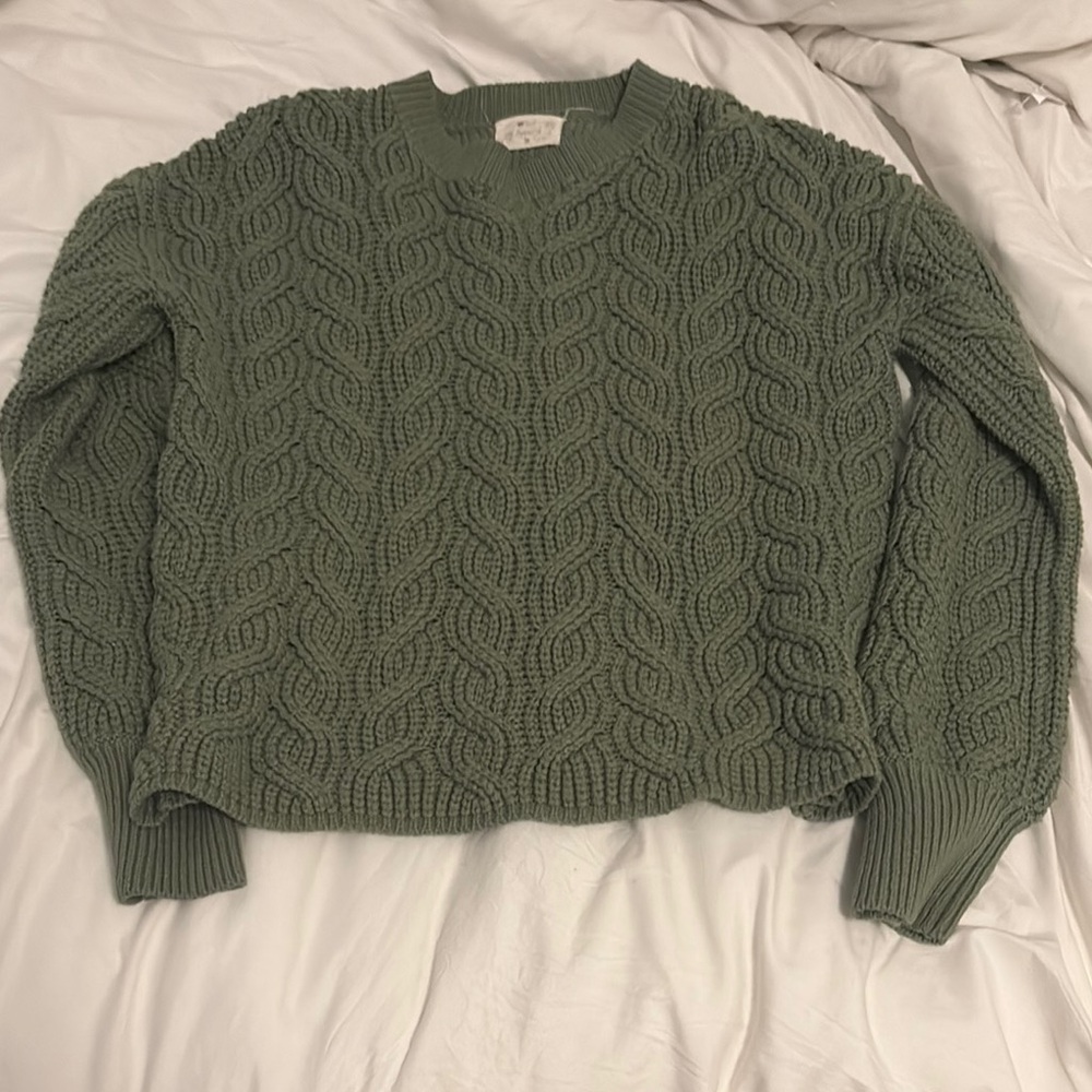 Cable Knit Green Sweater